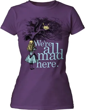 Alice in Wonderland We're All Mad Here Women's Tee Purple