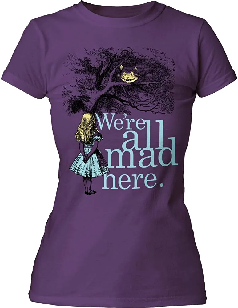 Alice in Wonderland We're All Mad Here Women's Tee Purple