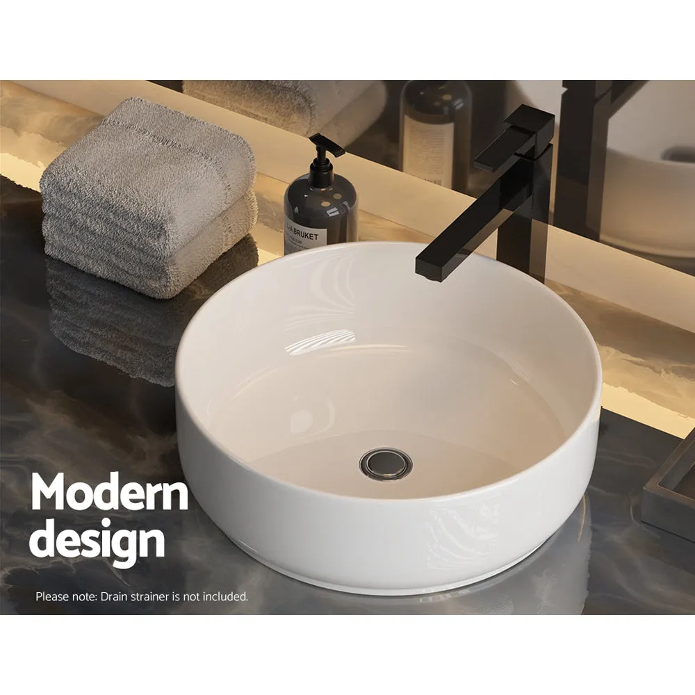 Anti-bacterial Ceramic Vanity Sink, Nano-Glazed, Round - Cefito