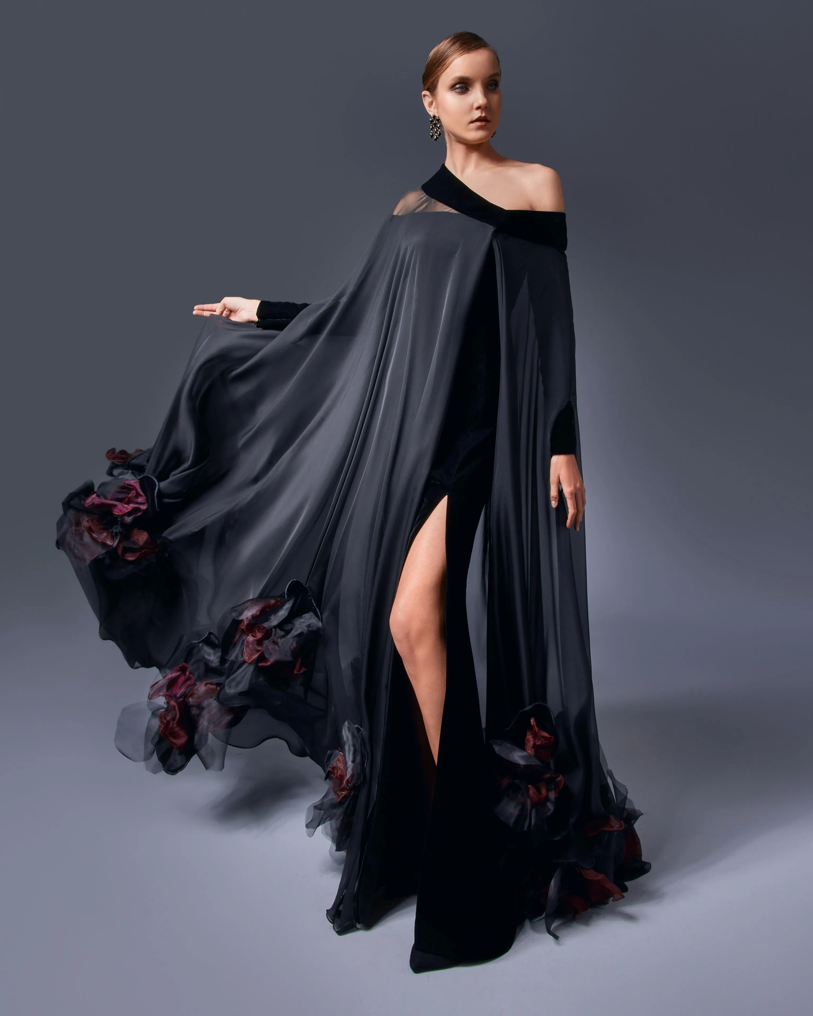 Asymmetrical Coquelicot Flower Cape