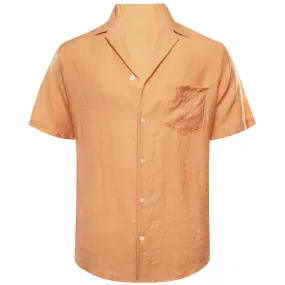 Barry Wang Men Shirts Sandy Brown Orange Solid Dress Button Up Shirt