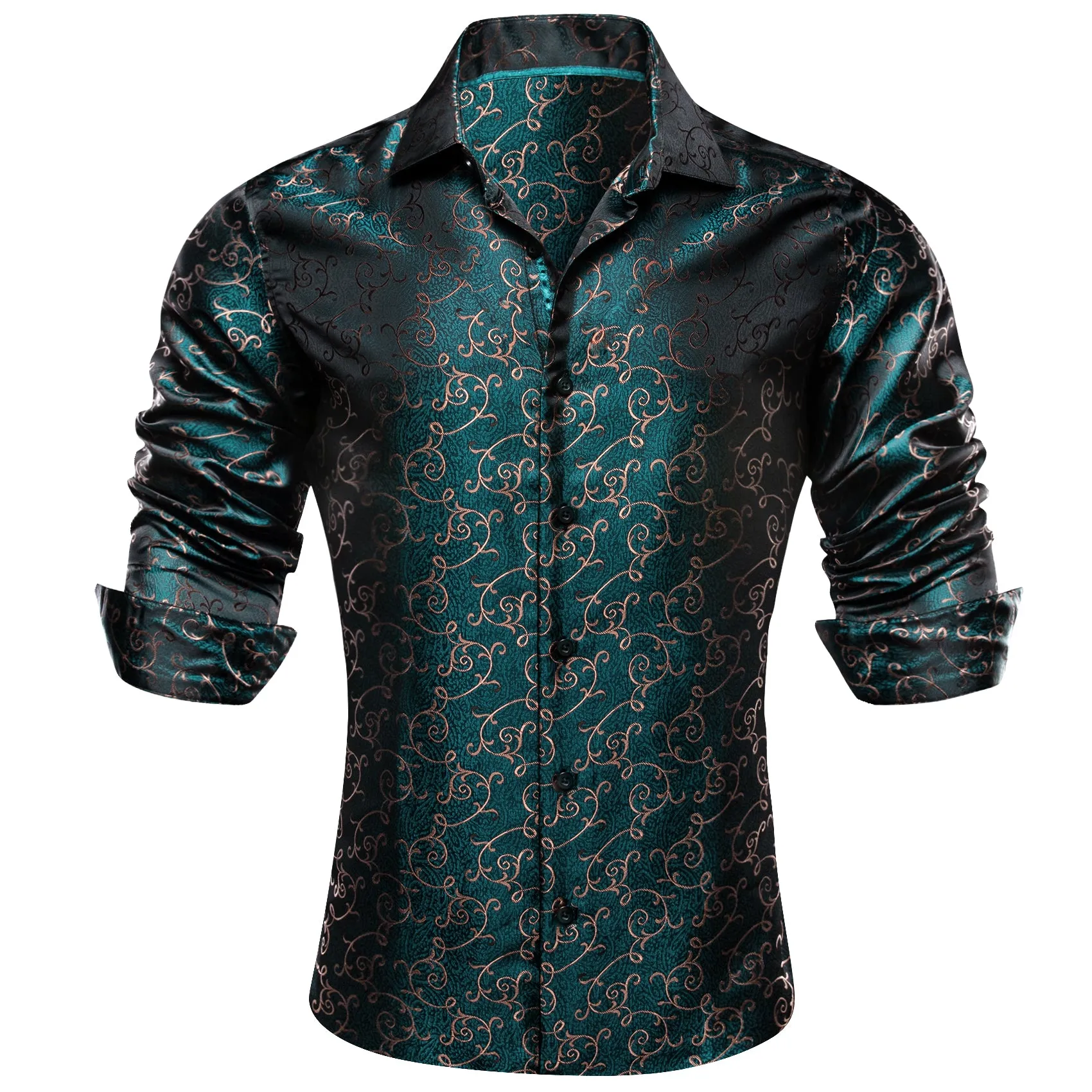 Barry.wang Novelty Green Floral Shirt