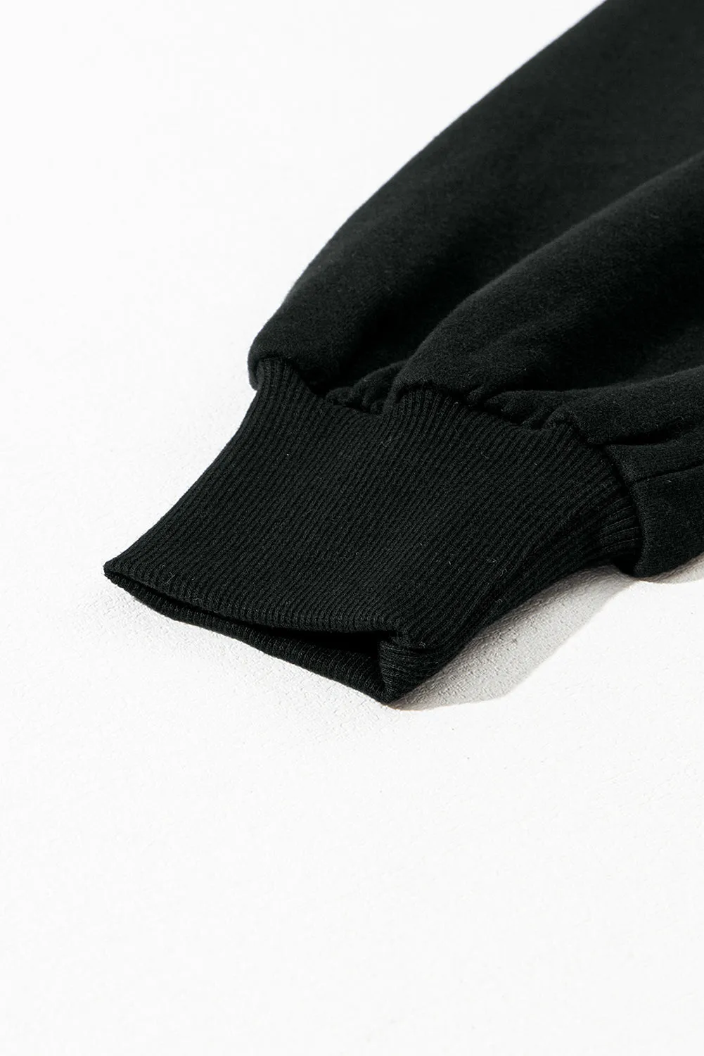 Black Half Zipper Oversized Hoodie
