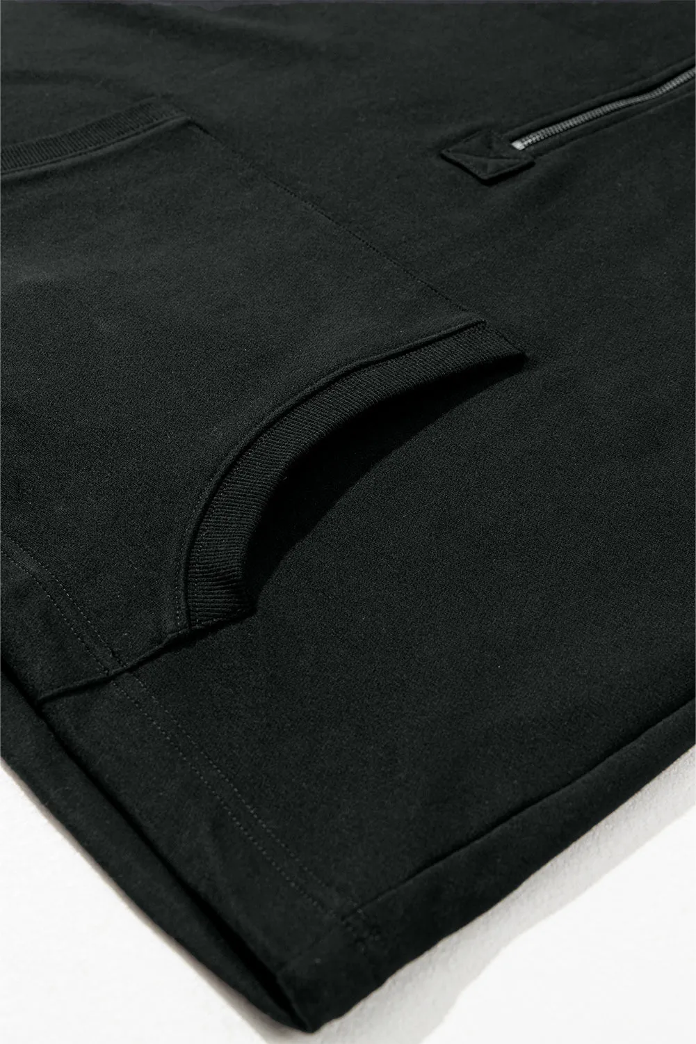 Black Half Zipper Oversized Hoodie