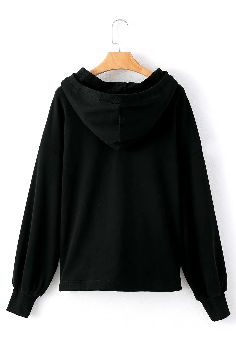 Black Half Zipper Oversized Hoodie