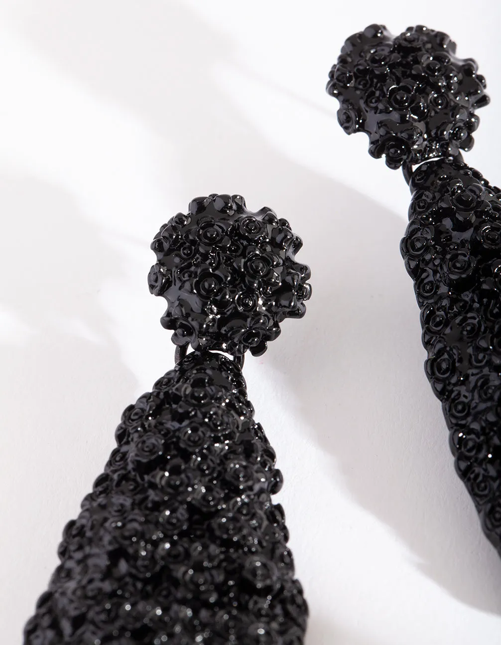 Black Textured Teardrop Earring