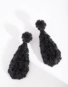 Black Textured Teardrop Earring