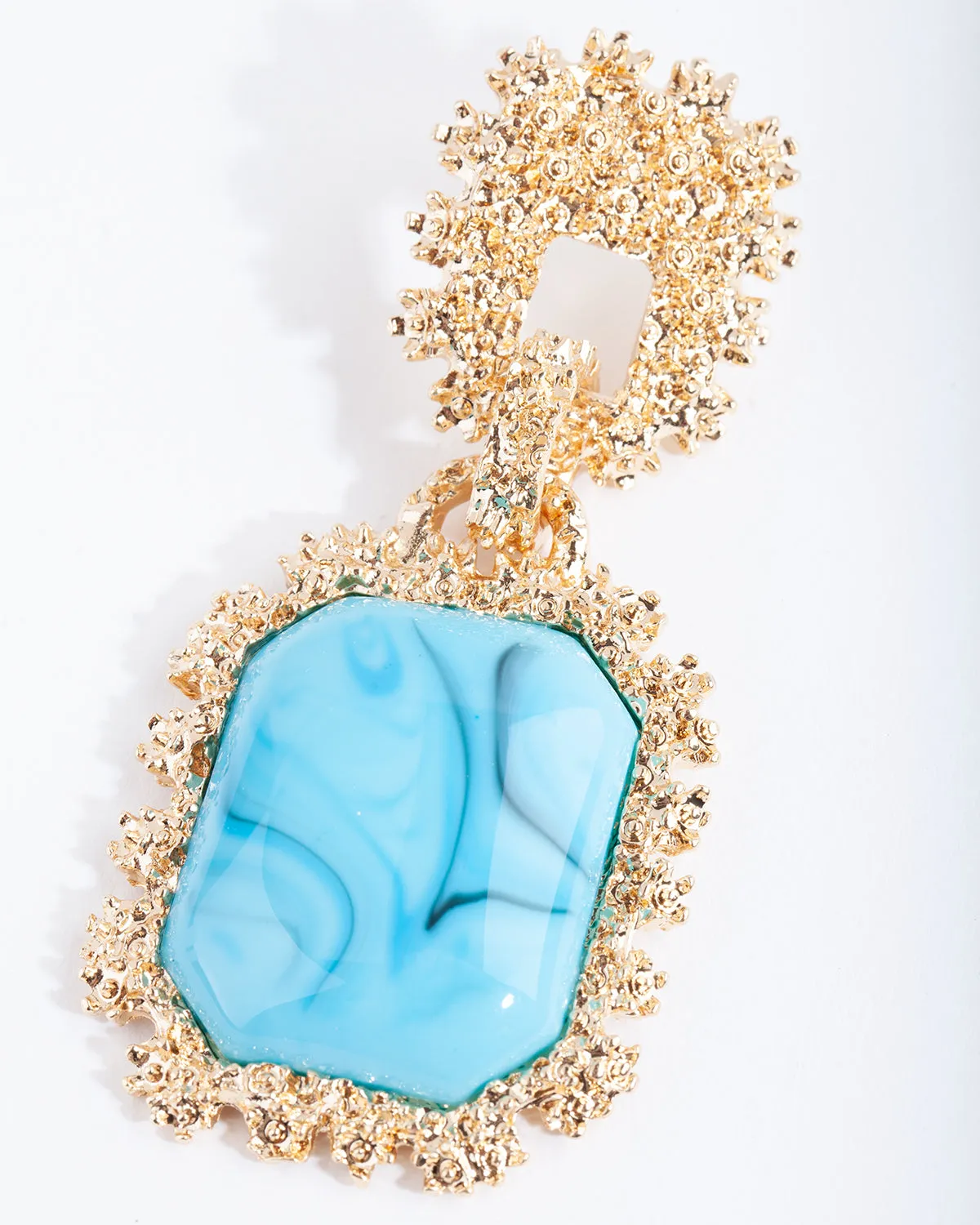 Blue Dome Textured Earring