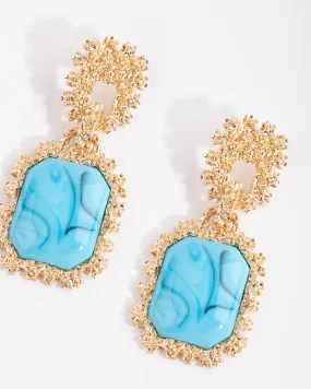 Blue Dome Textured Earring