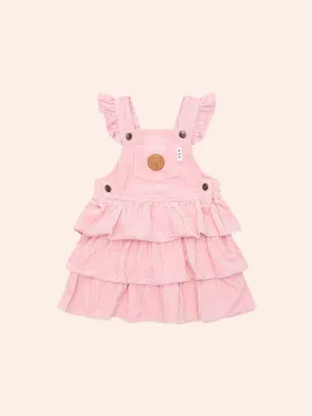 Blush Cord Tiered Overall Dress