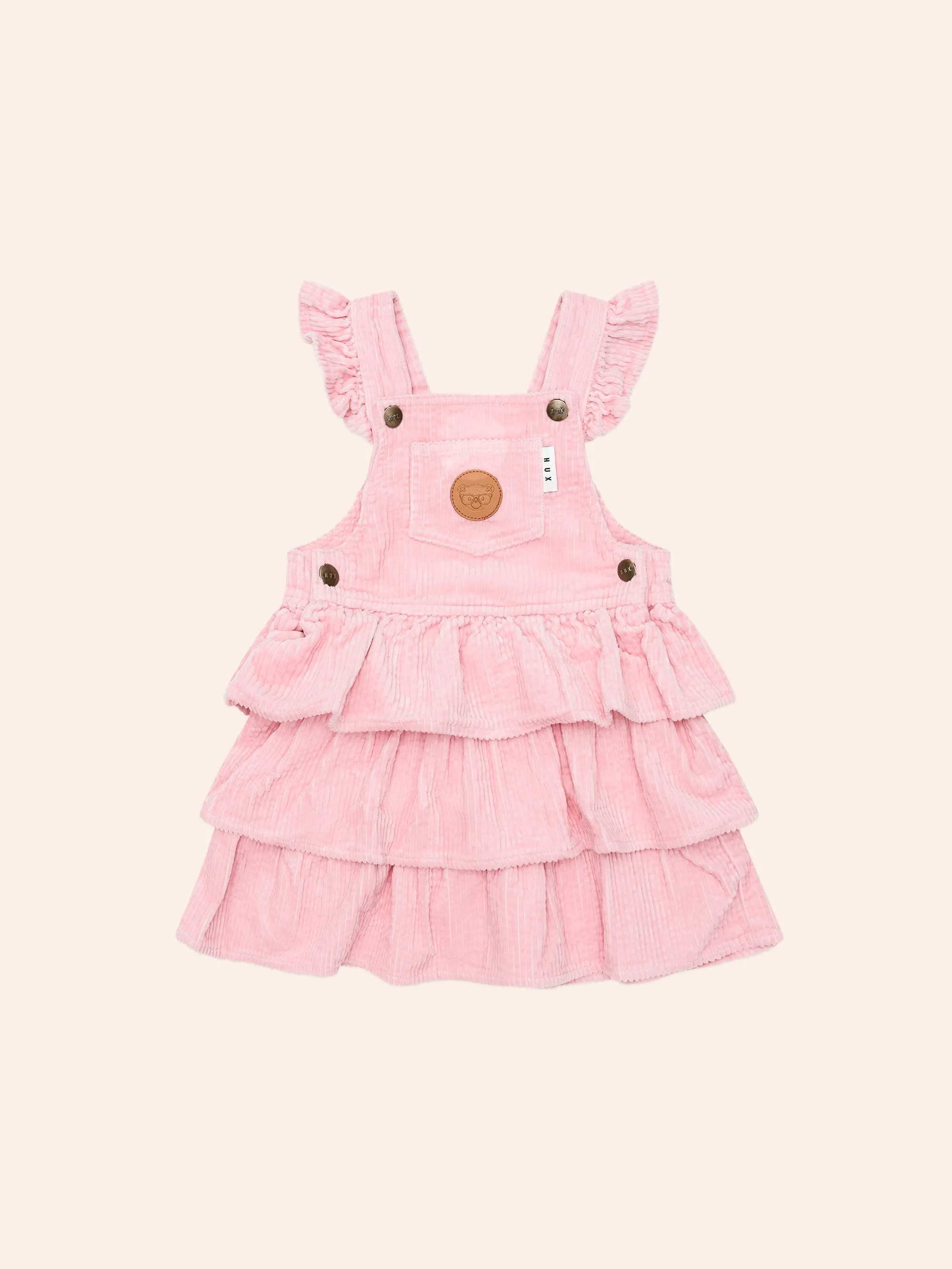 Blush Cord Tiered Overall Dress