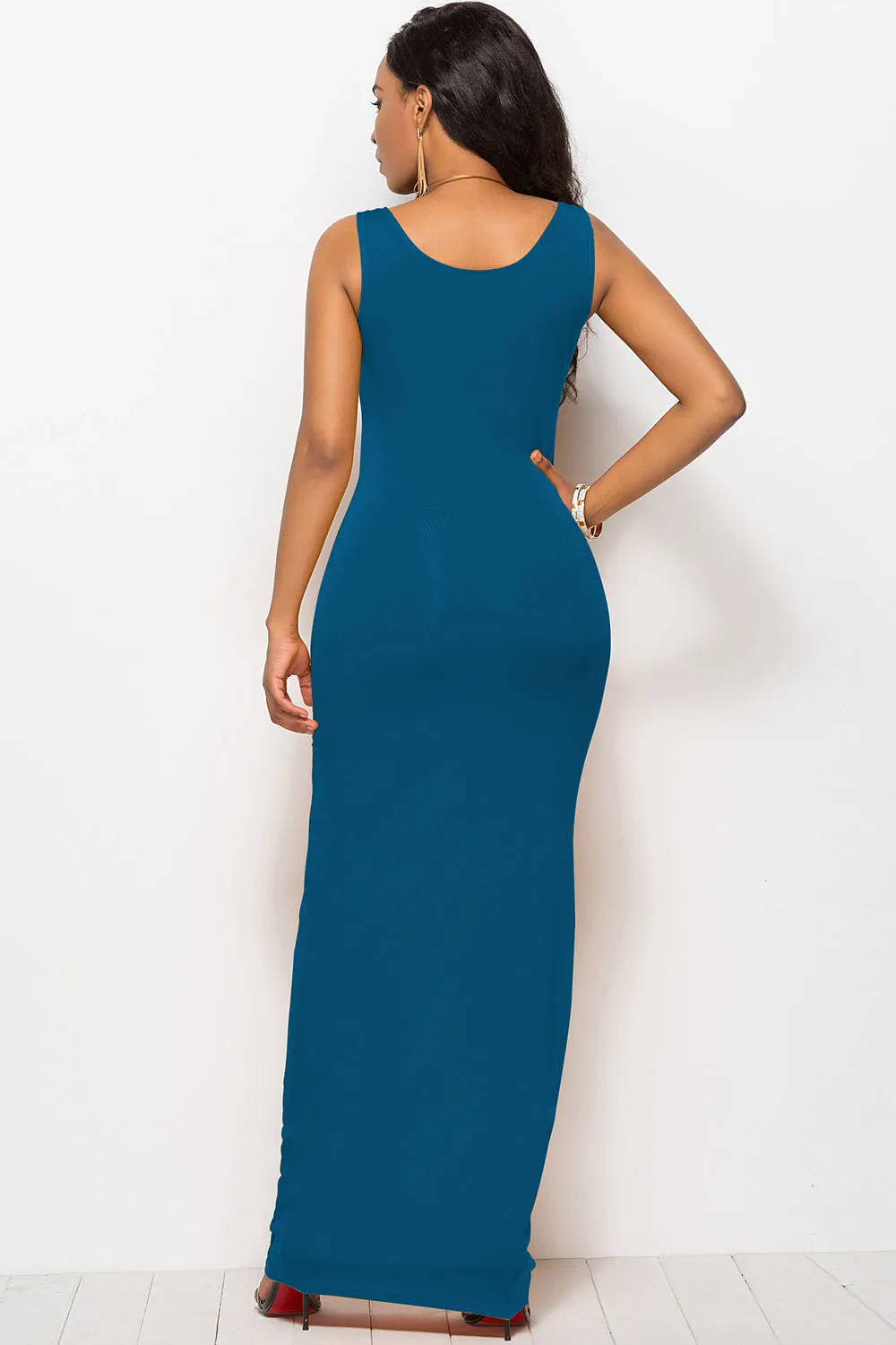 Bodycon Maxi Dress with Scoop Neck