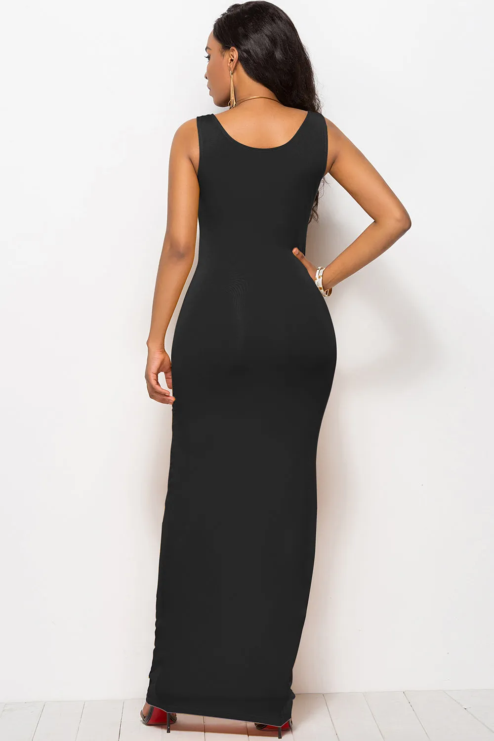 Bodycon Maxi Dress with Scoop Neck