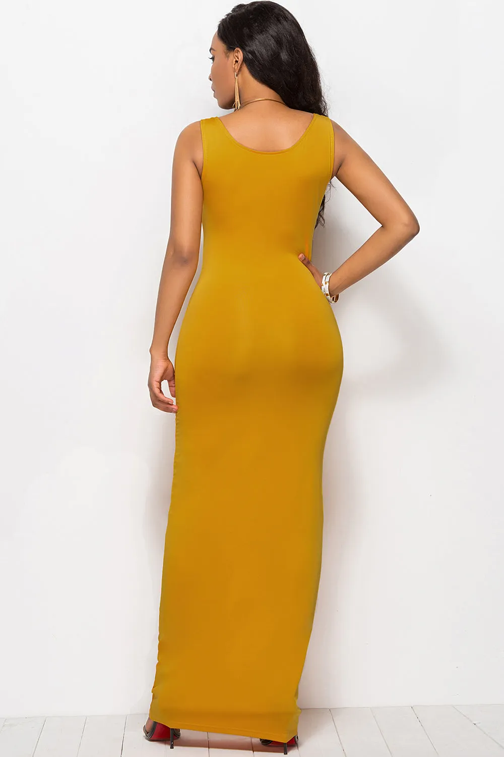 Bodycon Maxi Dress with Scoop Neck
