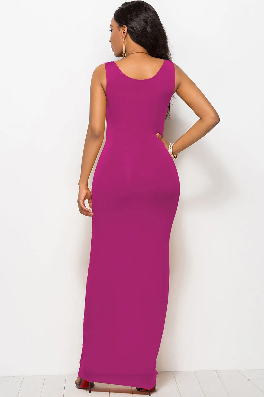 Bodycon Maxi Dress with Scoop Neck
