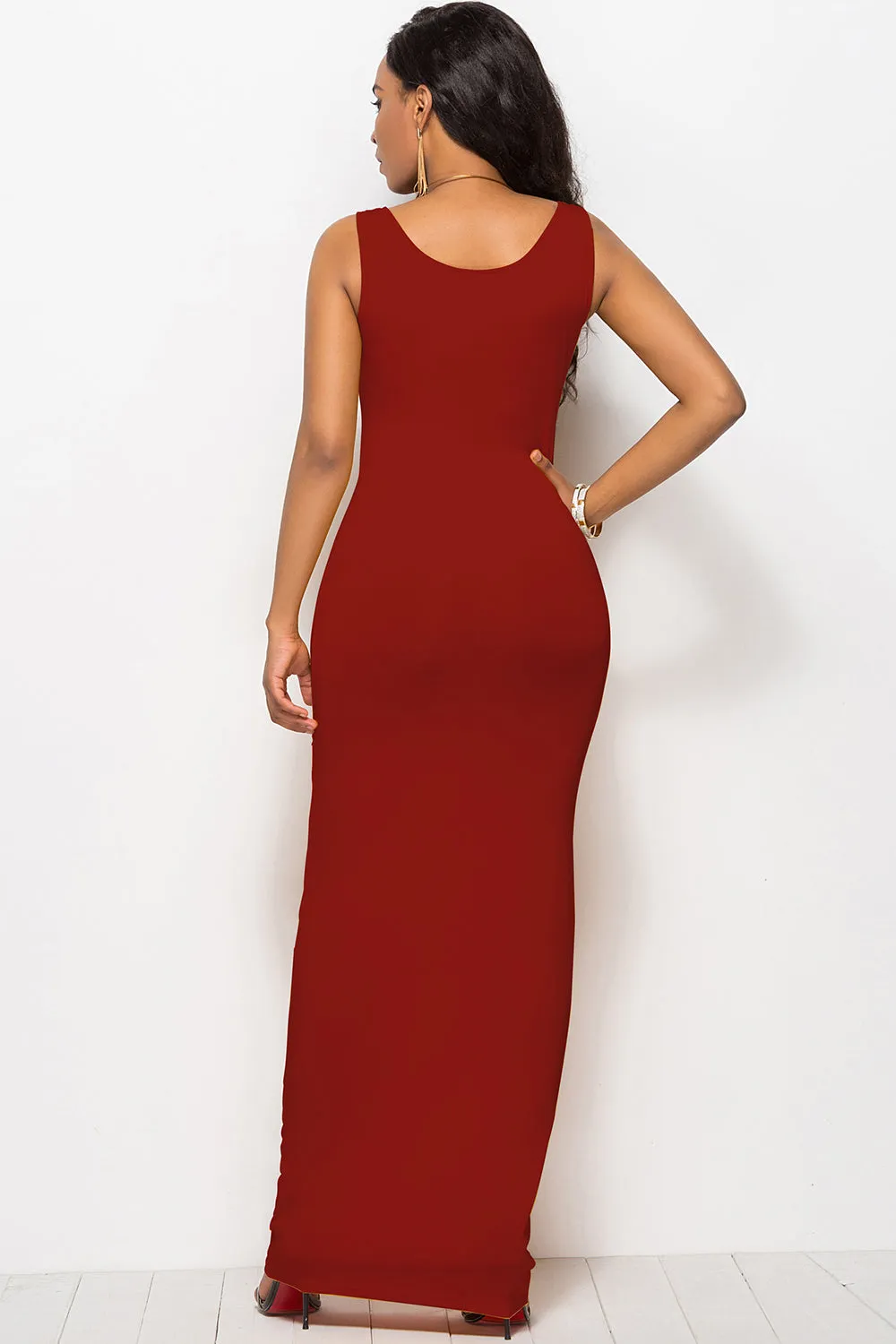 Bodycon Maxi Dress with Scoop Neck