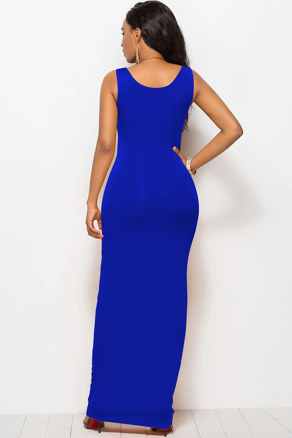 Bodycon Maxi Dress with Scoop Neck
