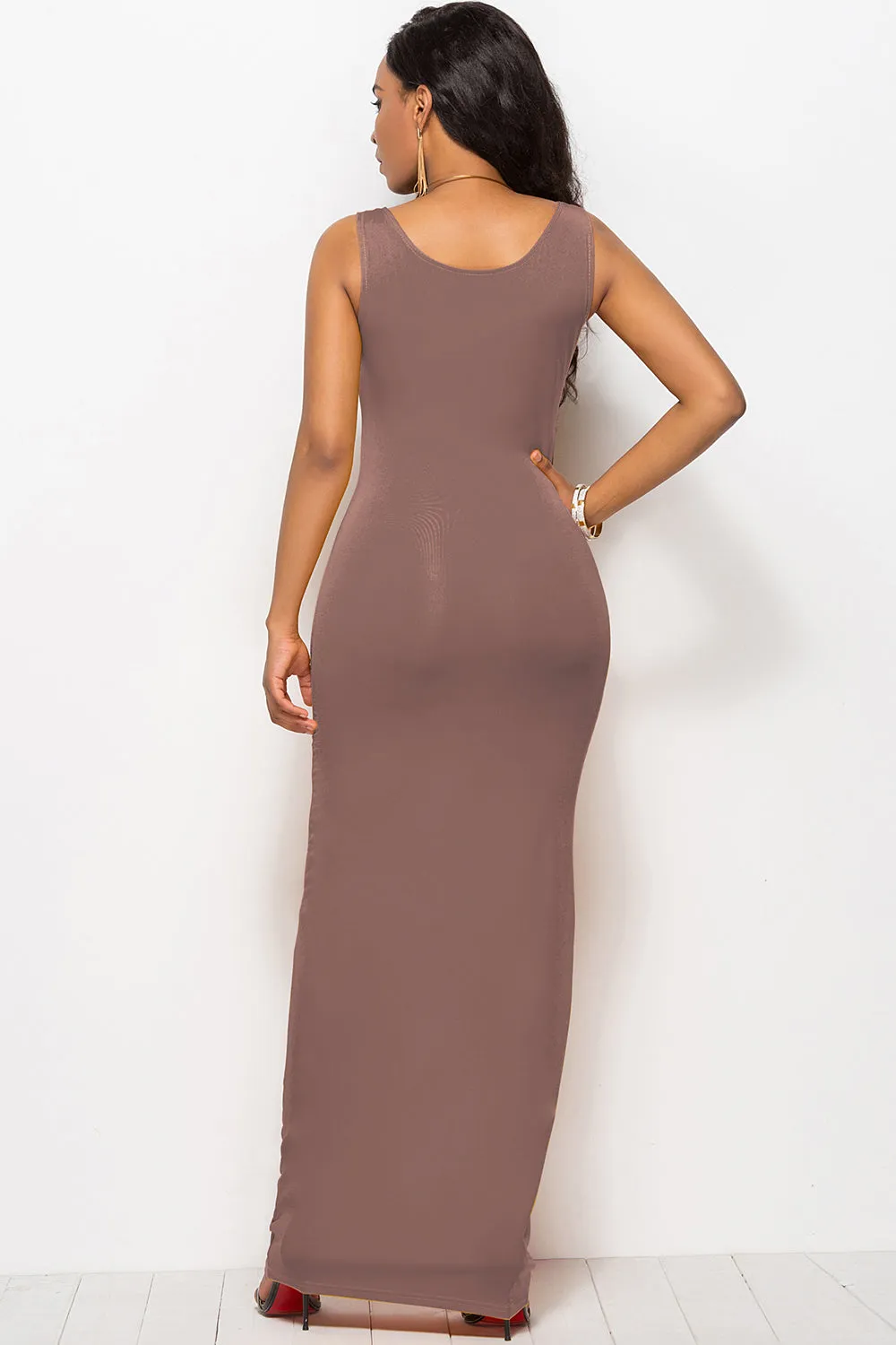 Bodycon Maxi Dress with Scoop Neck