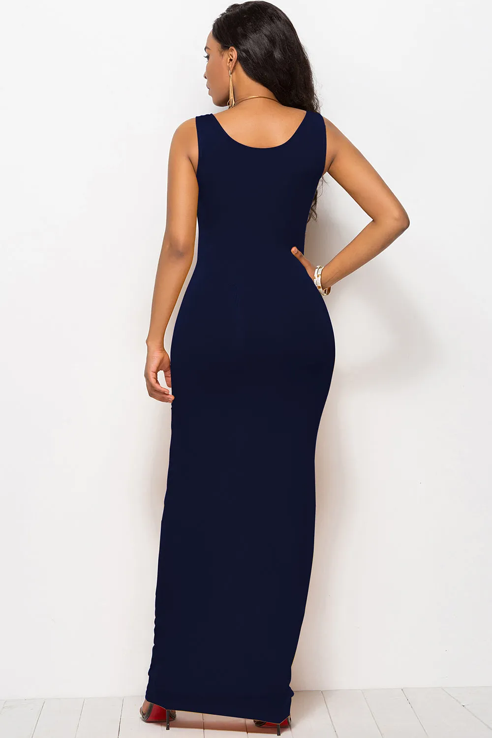 Bodycon Maxi Dress with Scoop Neck