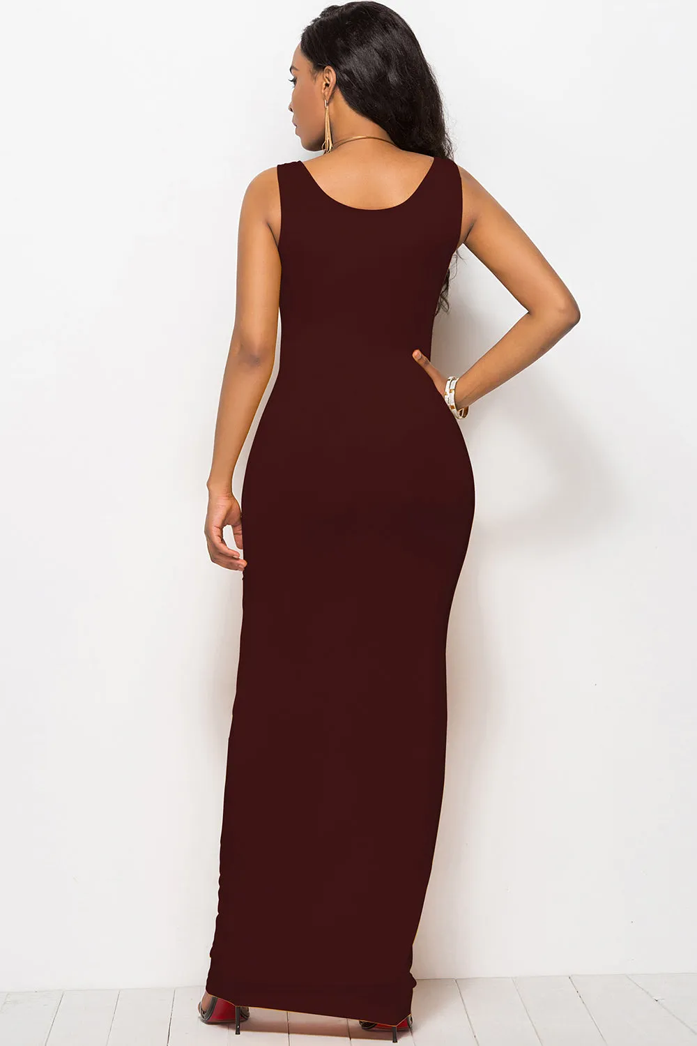 Bodycon Maxi Dress with Scoop Neck
