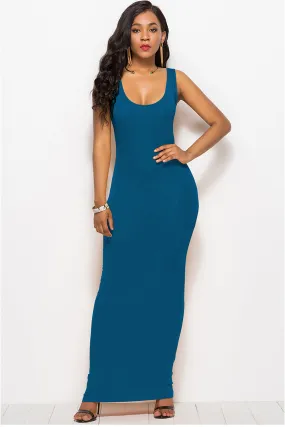 Bodycon Maxi Dress with Scoop Neck