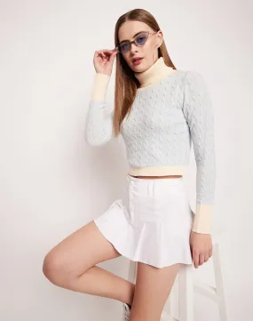 Camla Barcelona Cable Knit Off-White Turtleneck Sweater