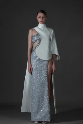 Cape One-shoulder Dress