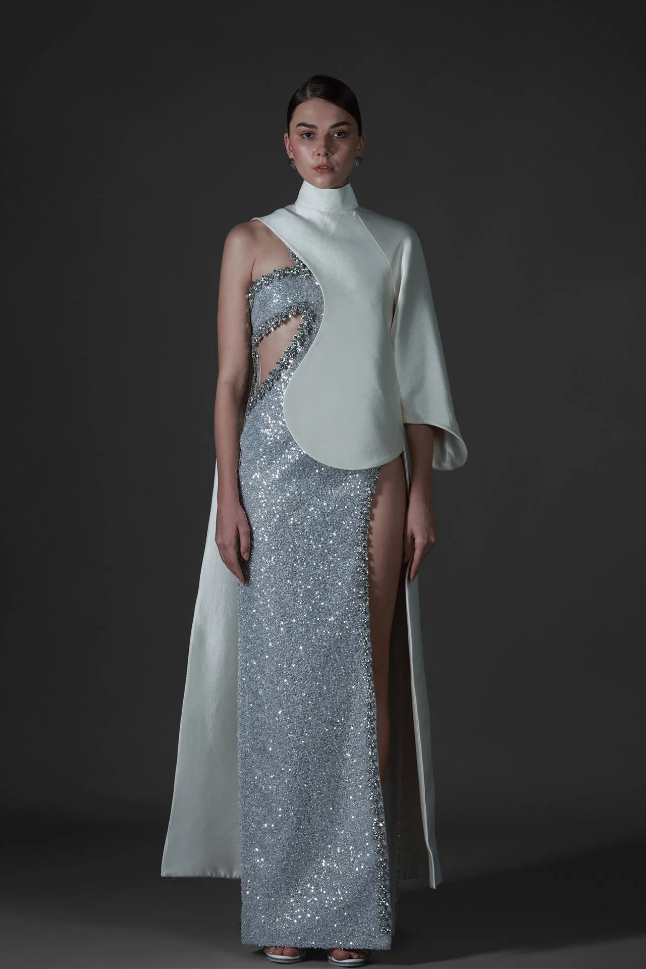 Cape One-shoulder Dress