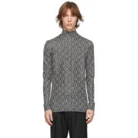 Casablanca Black and Silver Lurex Monogram Turtleneck