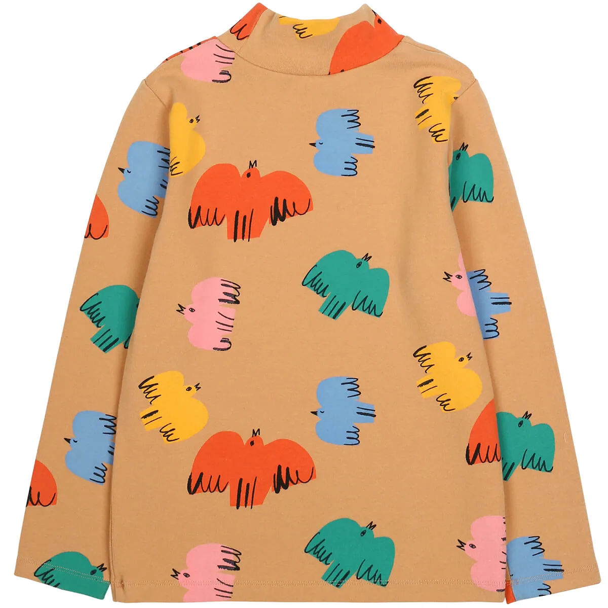 Colourful Bird Turtleneck T-Shirt by Jelly Mallow