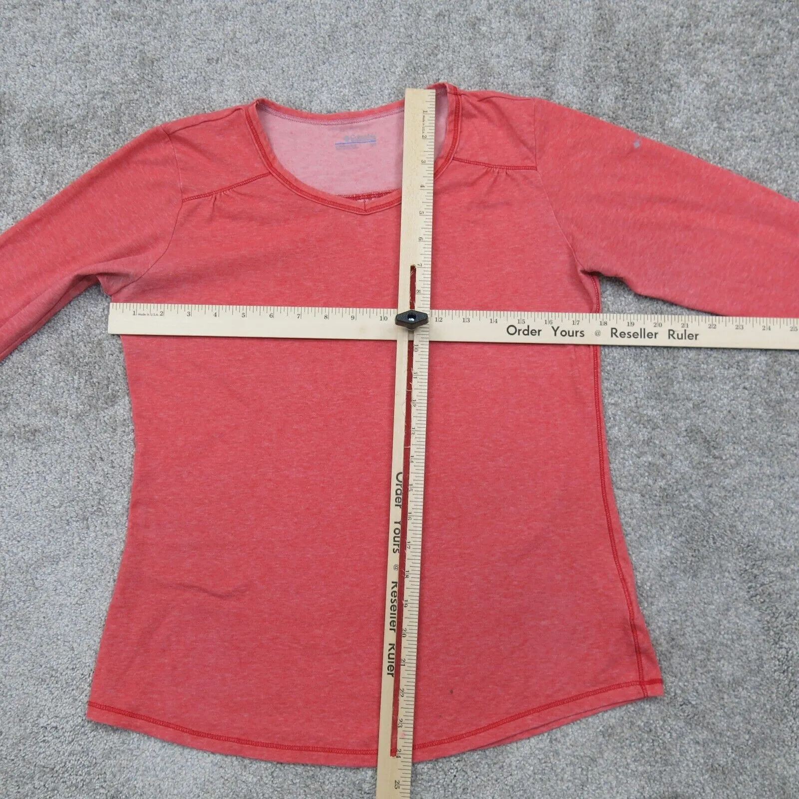 Columbia Sportswear Women T Shirt Top V Neck Tee Long Sleeve Heather Pink SZ S/P