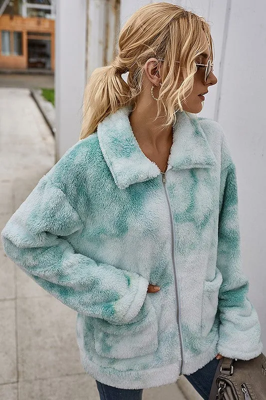 Cool Girl Tie Dye Teddy Jacket