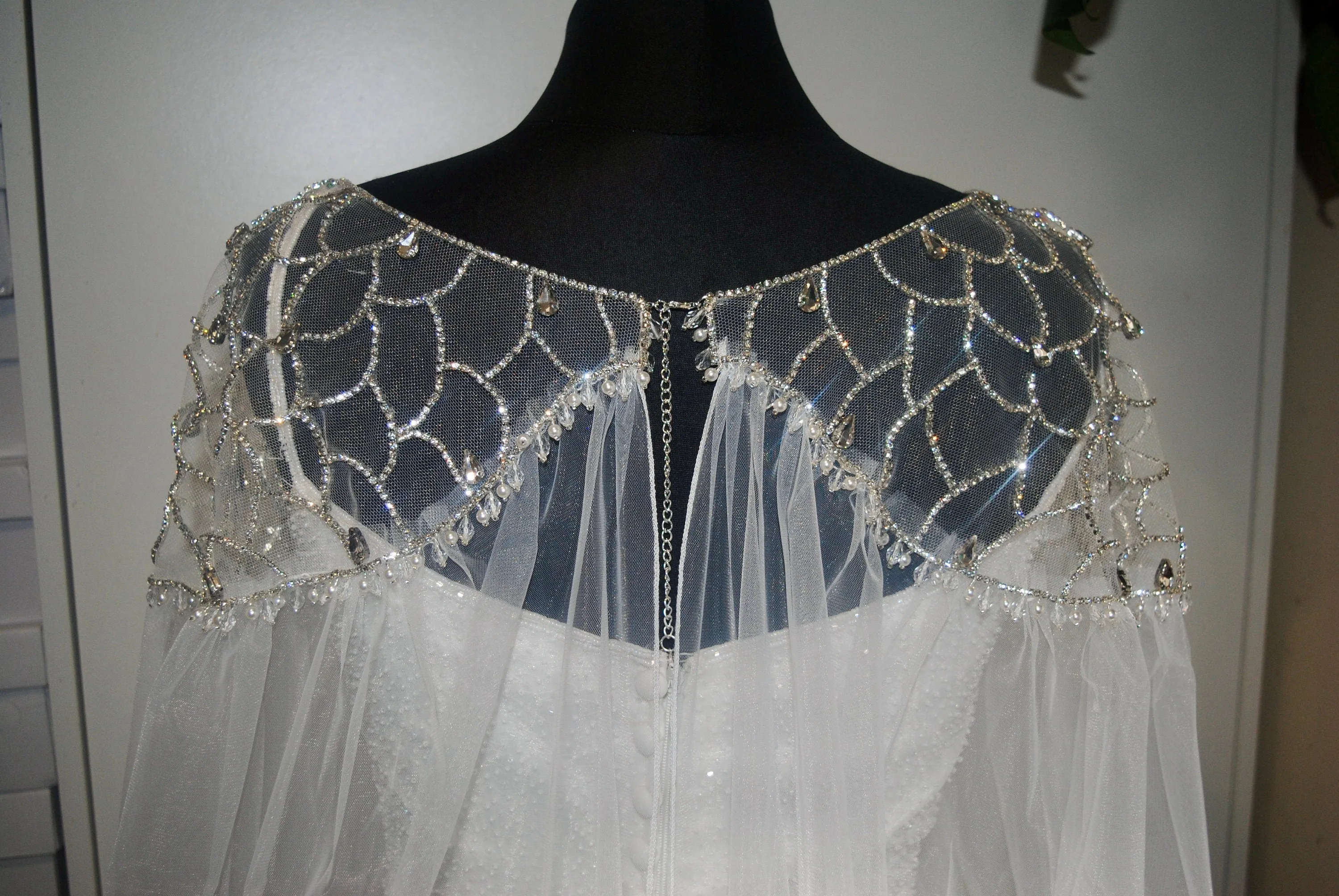 Crystal Embellished Bridal Cape Veil