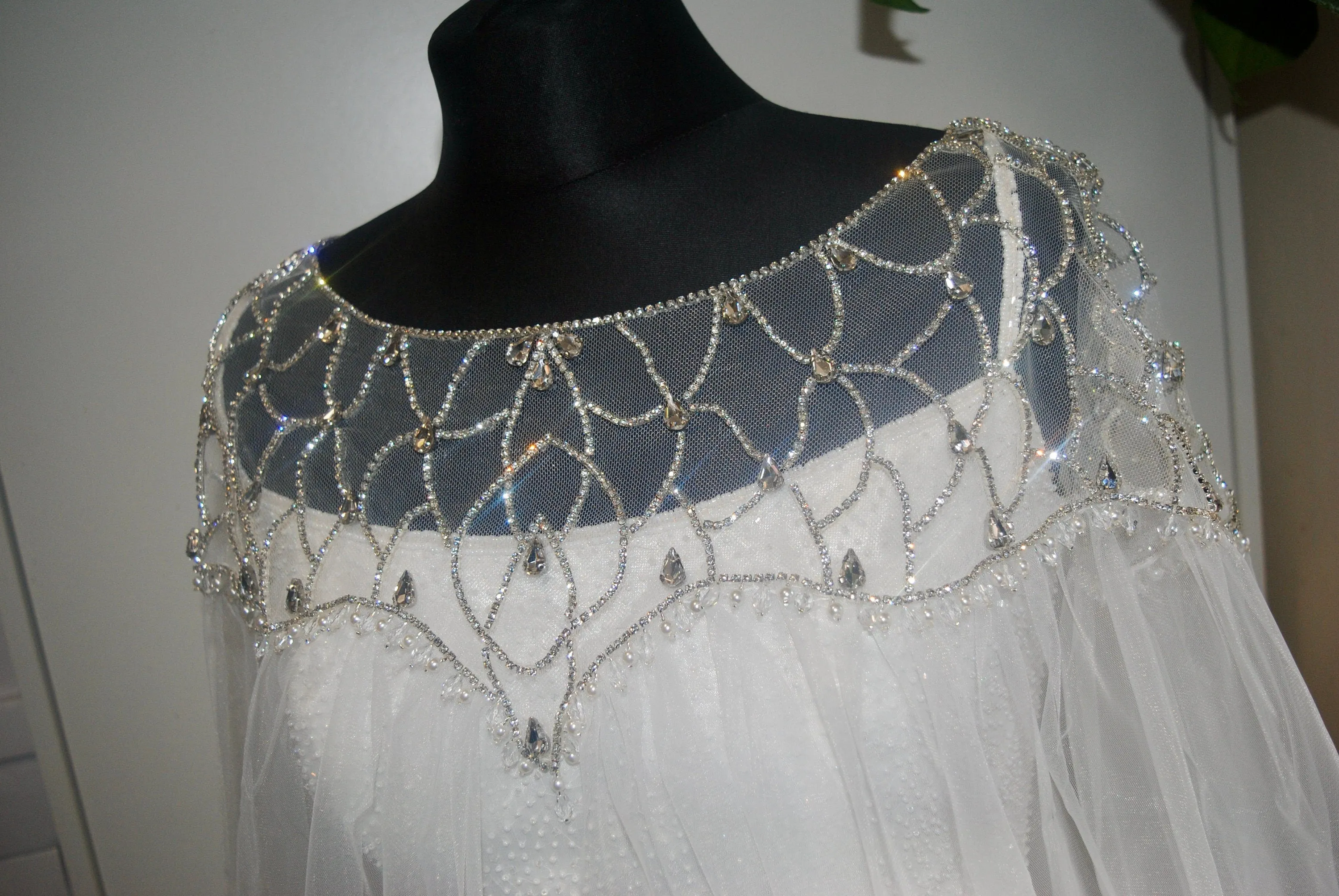 Crystal Embellished Bridal Cape Veil