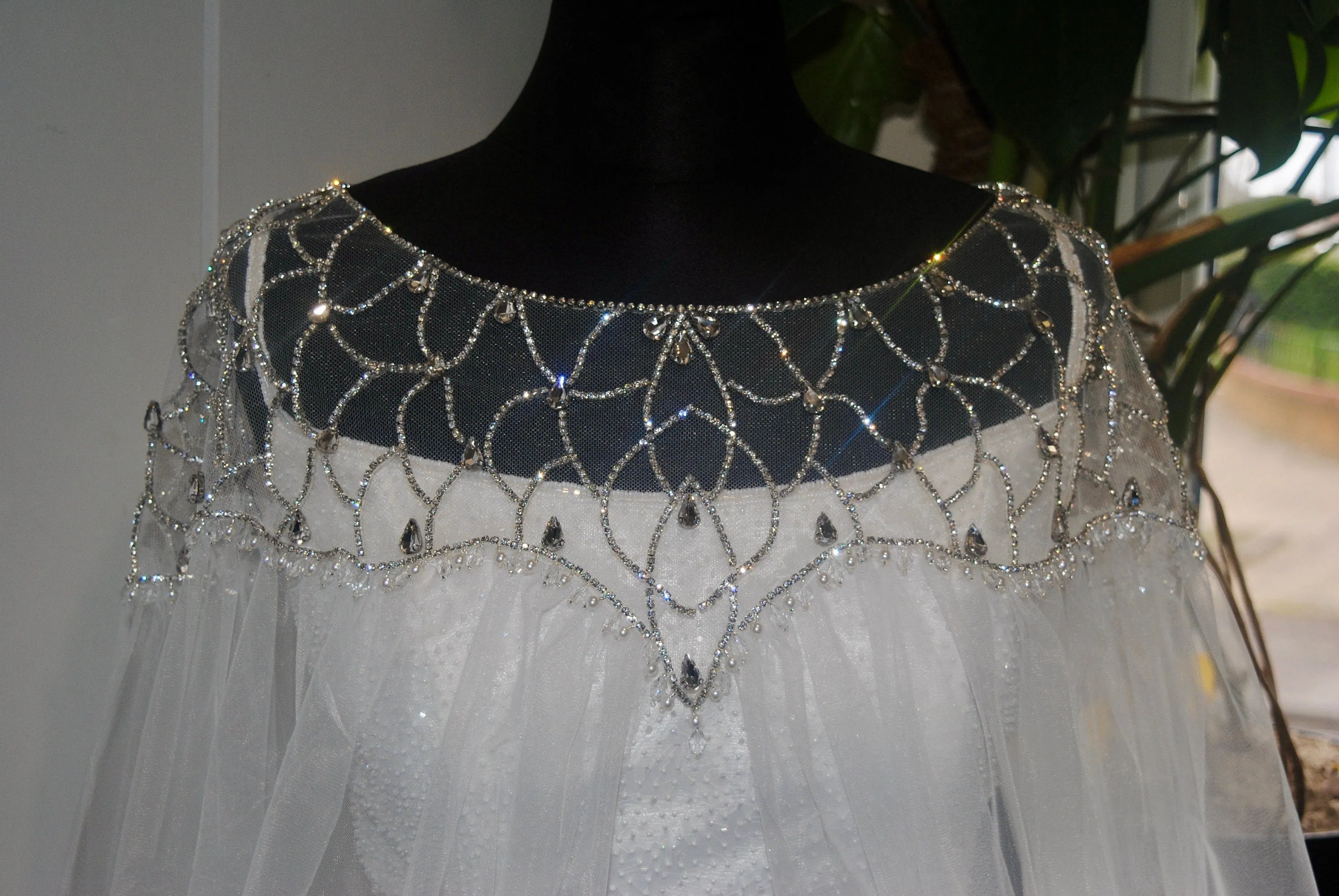 Crystal Embellished Bridal Cape Veil