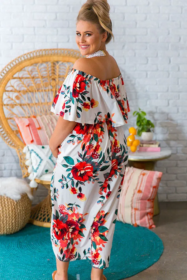 Escape To Maui Off Shoulder Maxi Dress in White