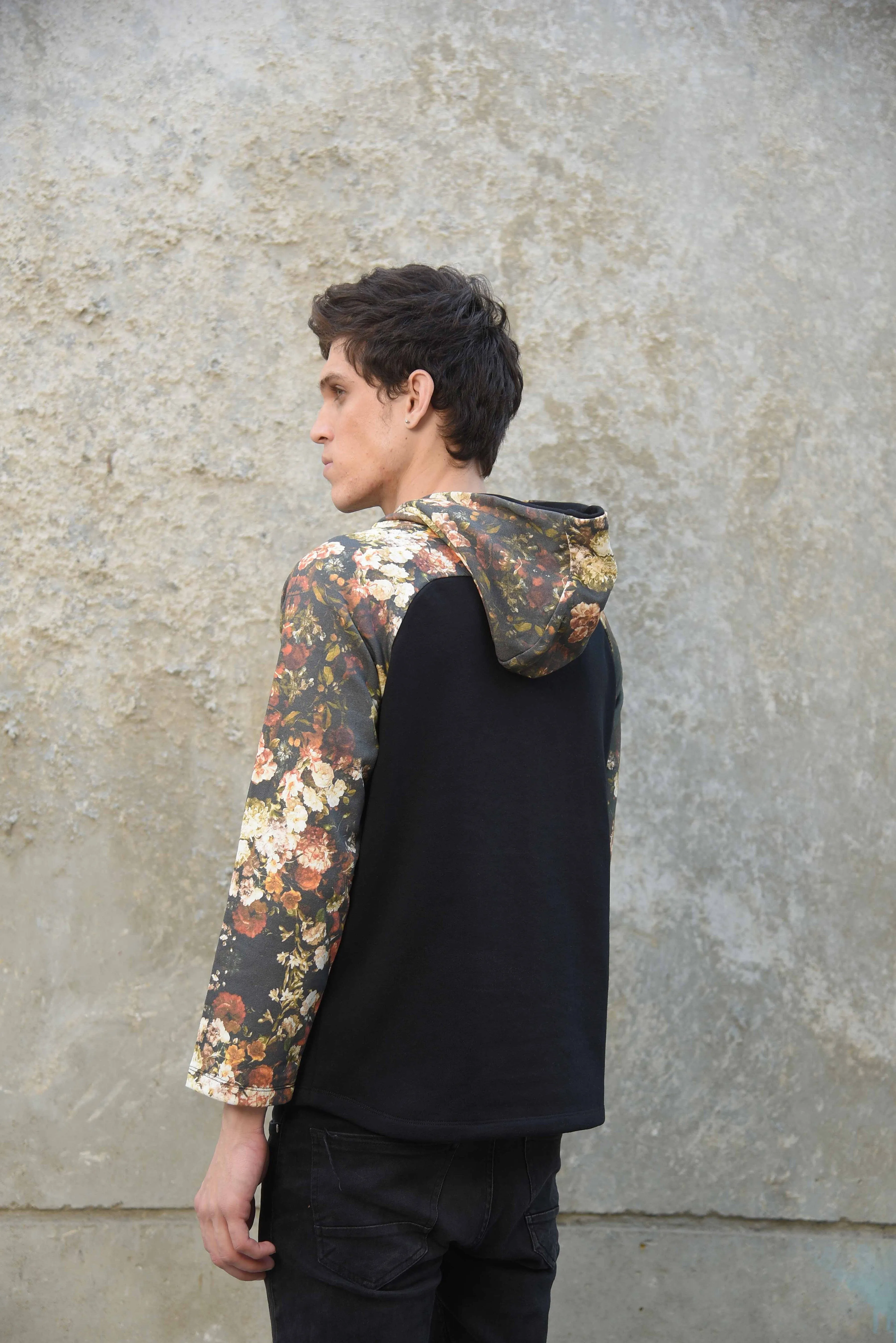 Floral Sleeve Hoodie