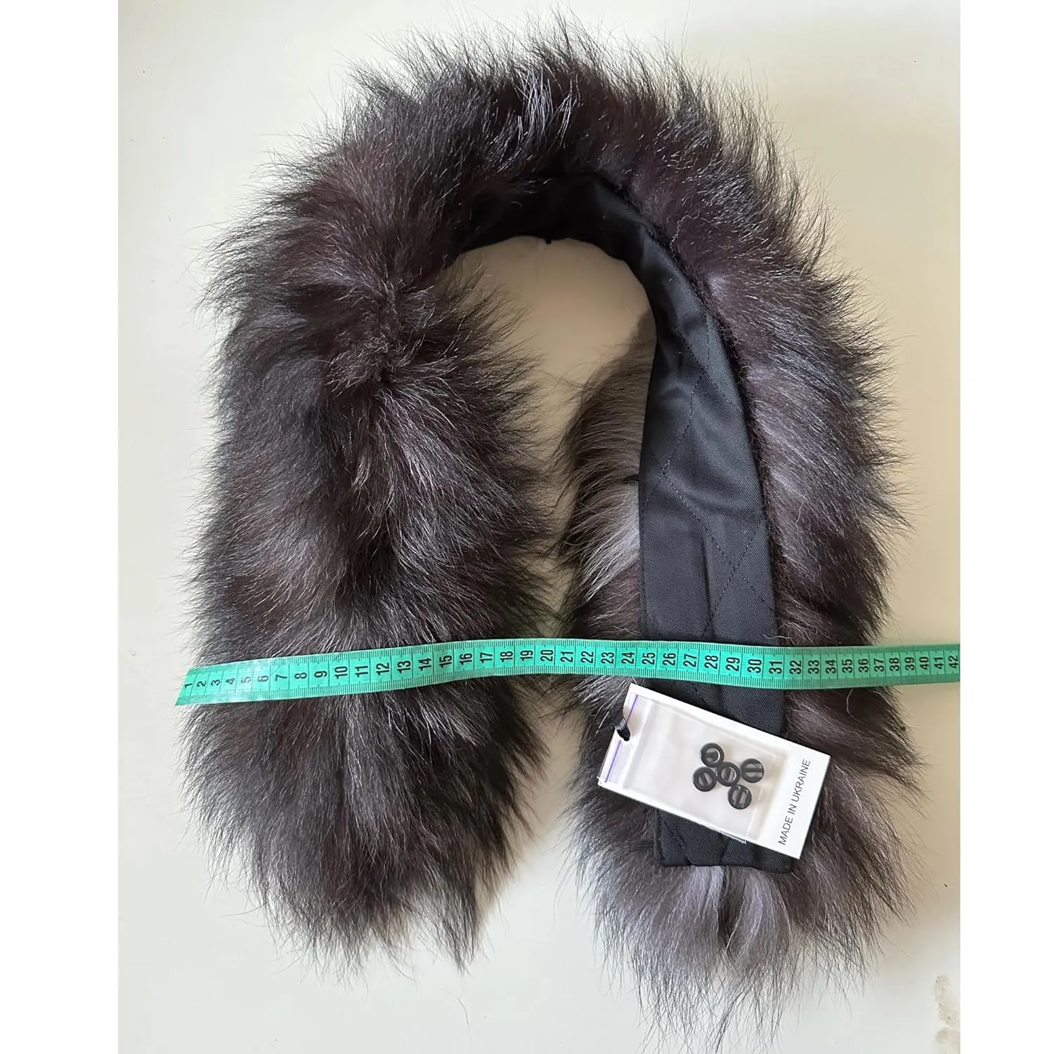 Fluffy Collar Grey Silver Fur Fox for winter coat parka hood 75 cm Mens and Womens