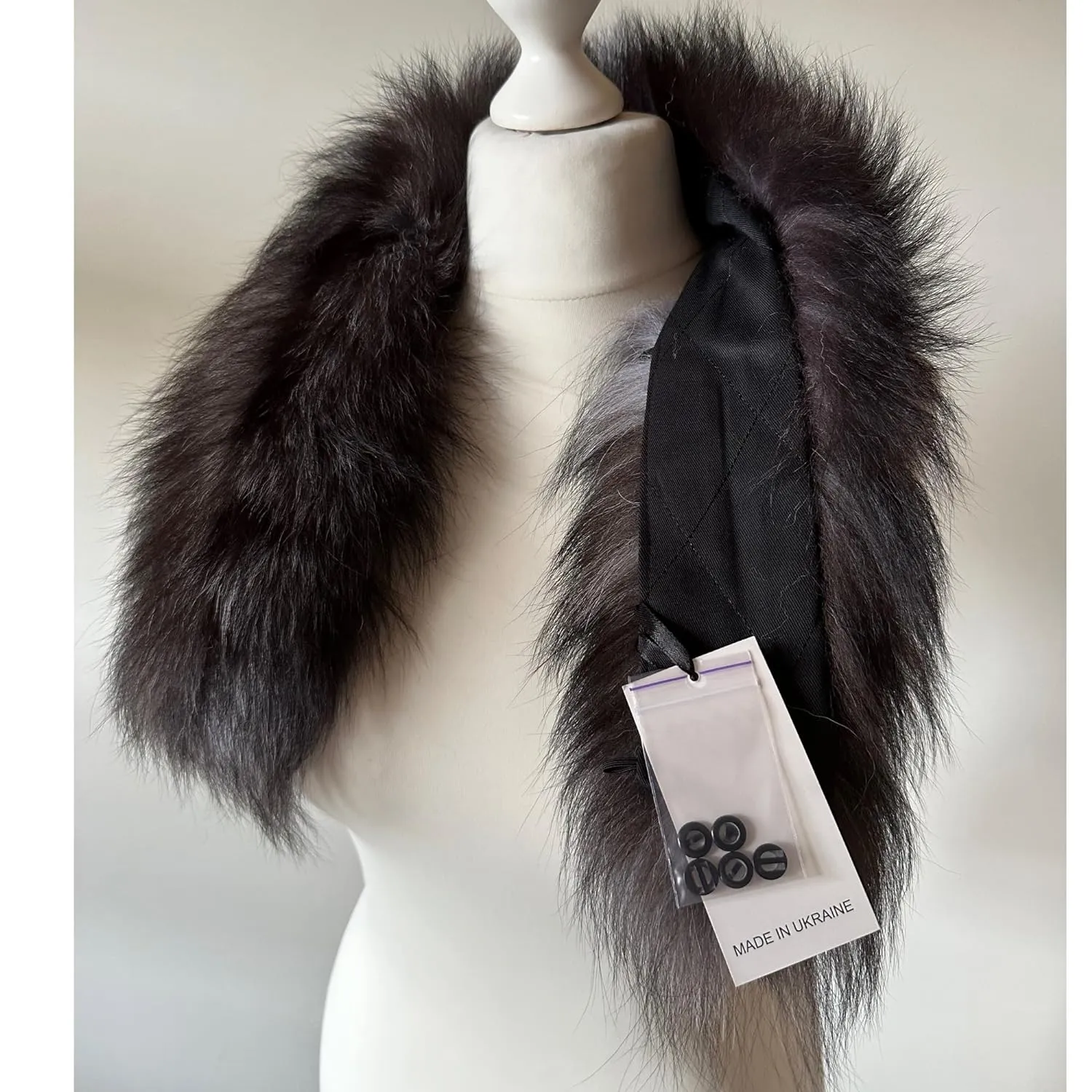 Fluffy Collar Grey Silver Fur Fox for winter coat parka hood 75 cm Mens and Womens