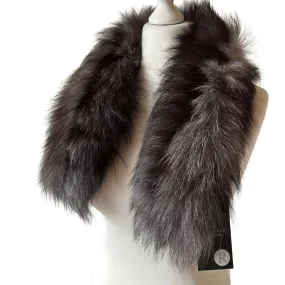 Fluffy Collar Grey Silver Fur Fox for winter coat parka hood 75 cm Mens and Womens