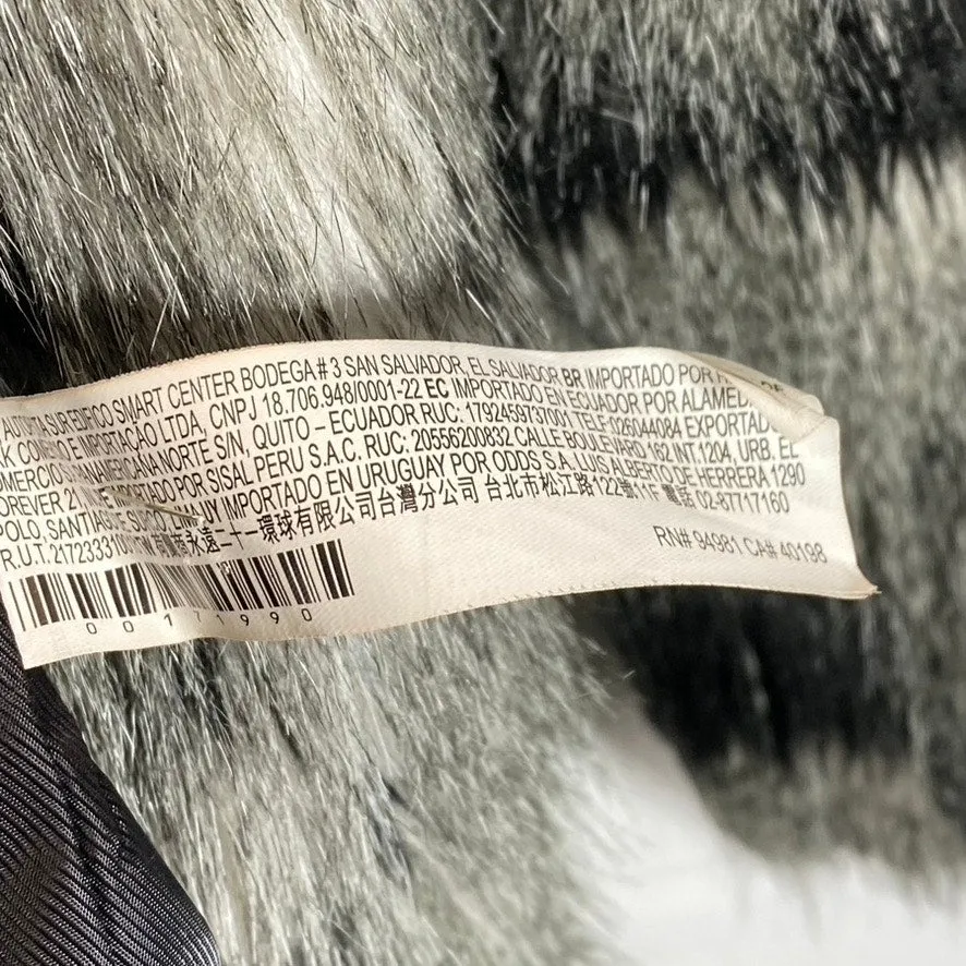FOREVER 21 Women's Black/White Faux Fur Open-Front Coat SZ L