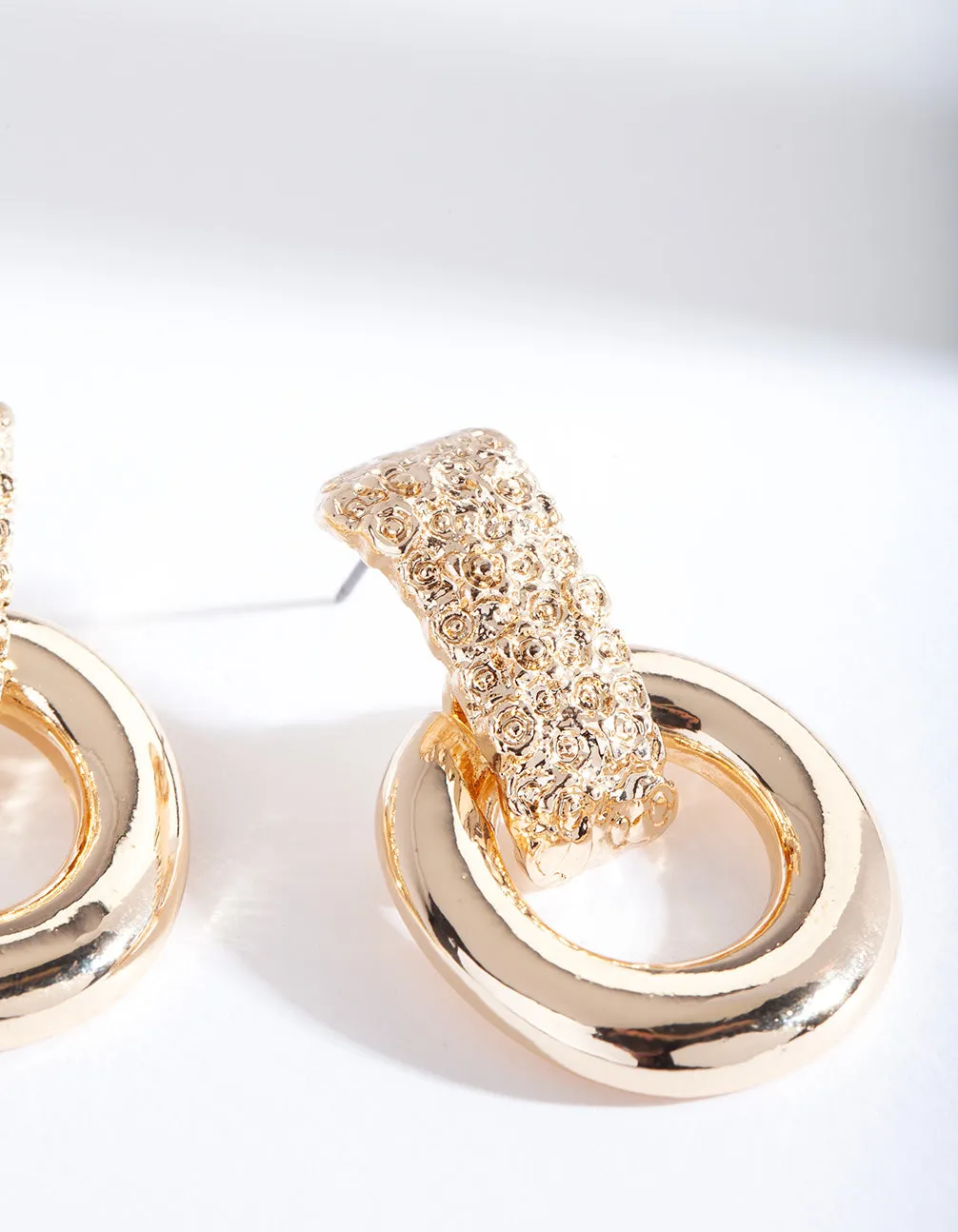 Gold Circle Textured Earring