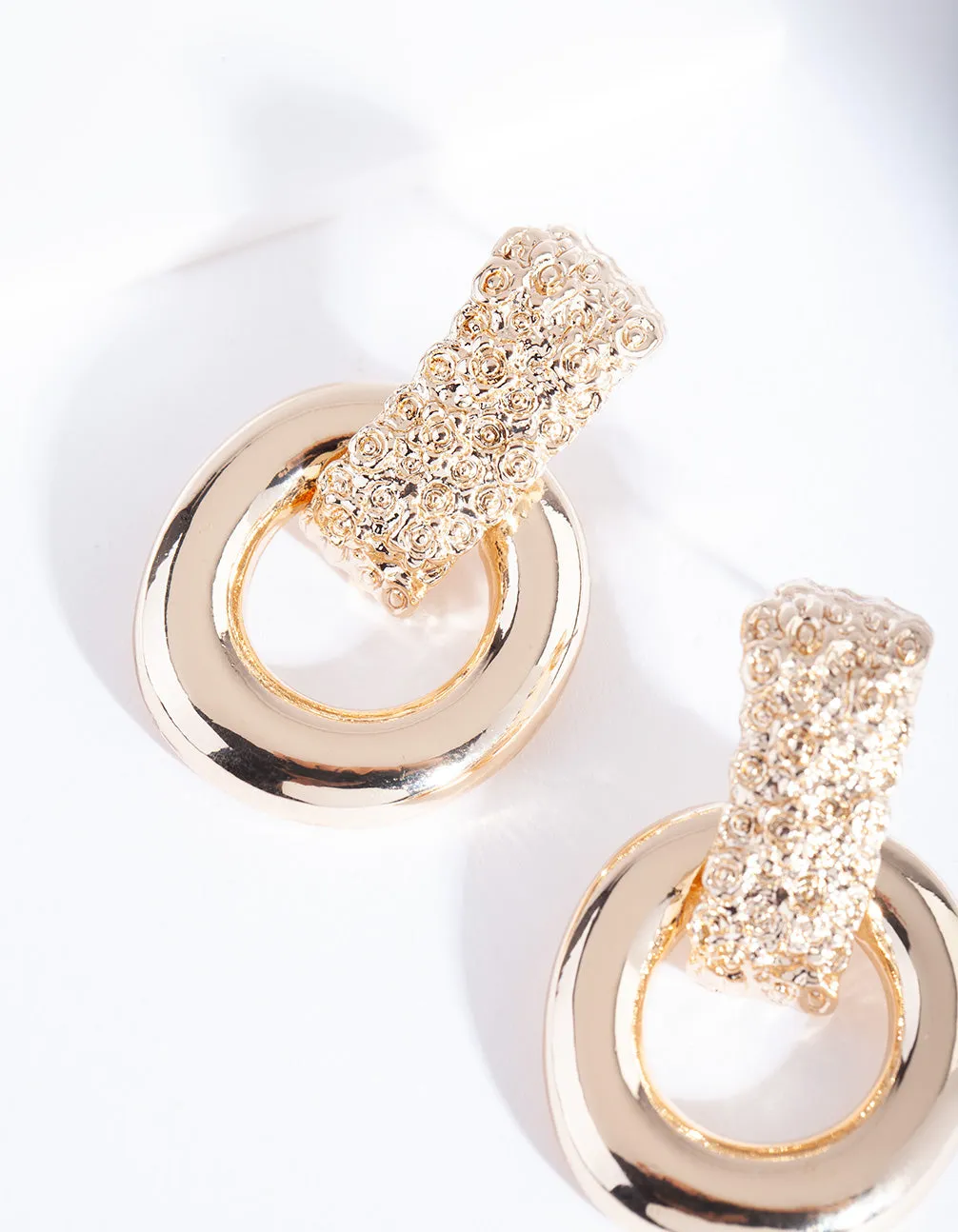 Gold Circle Textured Earring