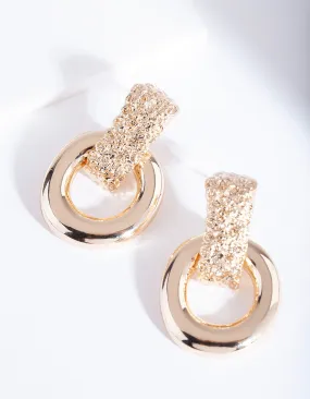Gold Circle Textured Earring