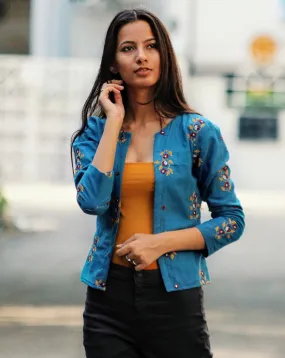 Hand Embroidered Mirror Work Cropped Jacket