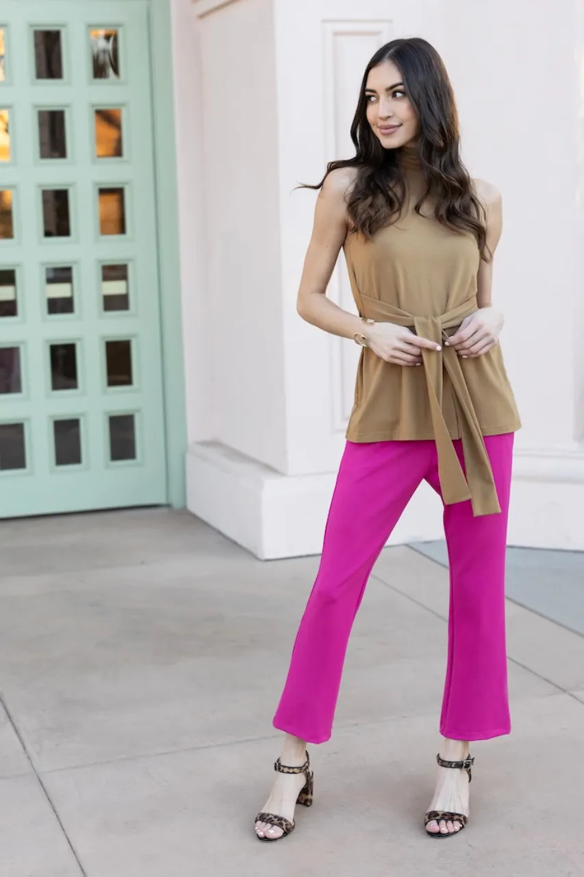 HIGH WAIST ANKLE KICK PANT: GERANIUM