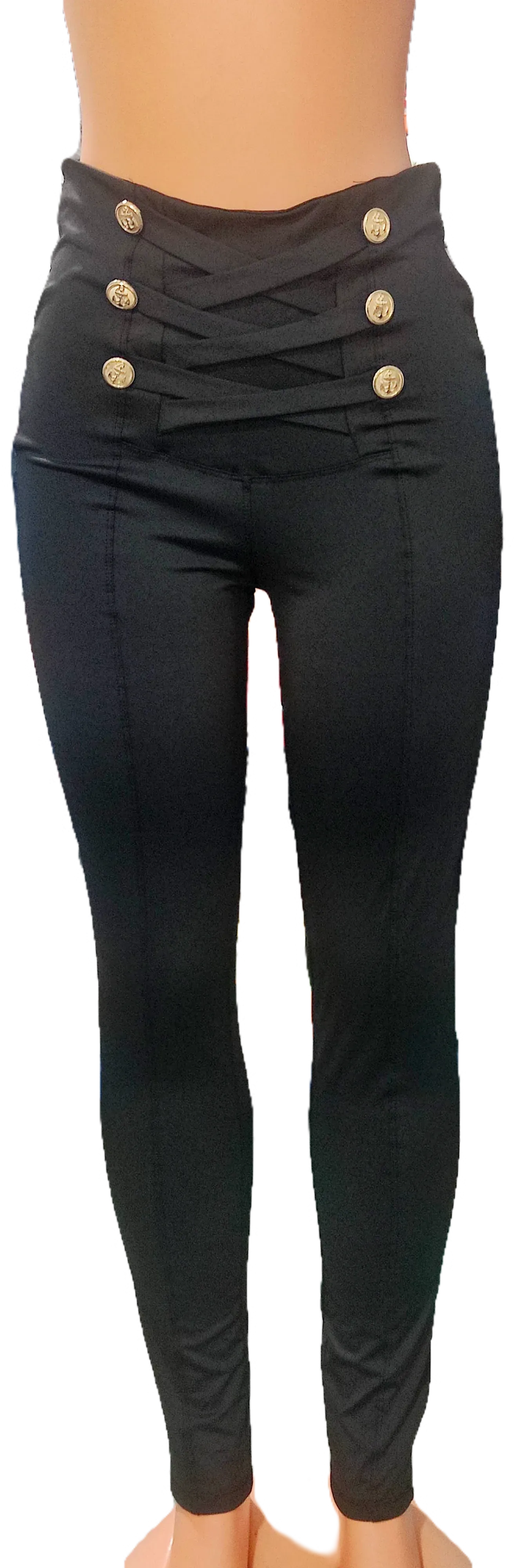 High Waist Cross Line Design Skinny Pants