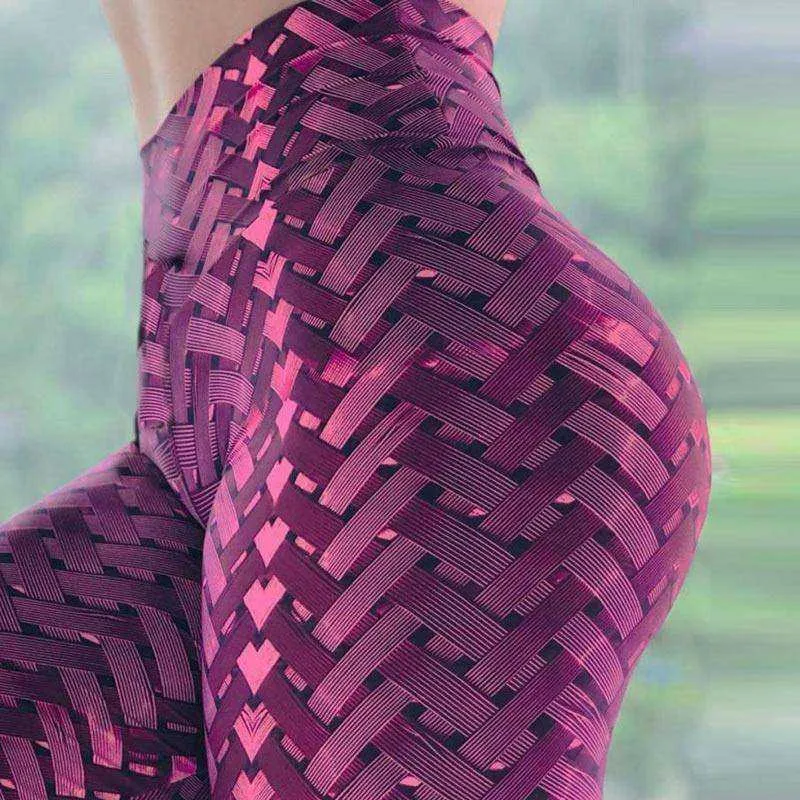 High Waist Designer Crochet Knit Print Push Up Leggings