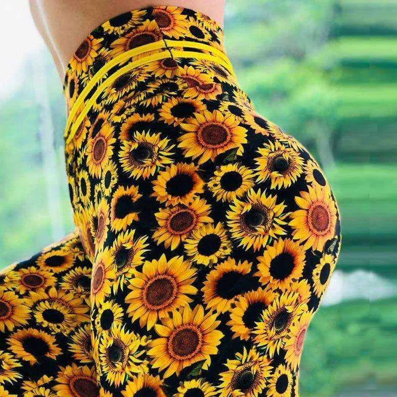 High Waist Designer Crochet Knit Print Push Up Leggings