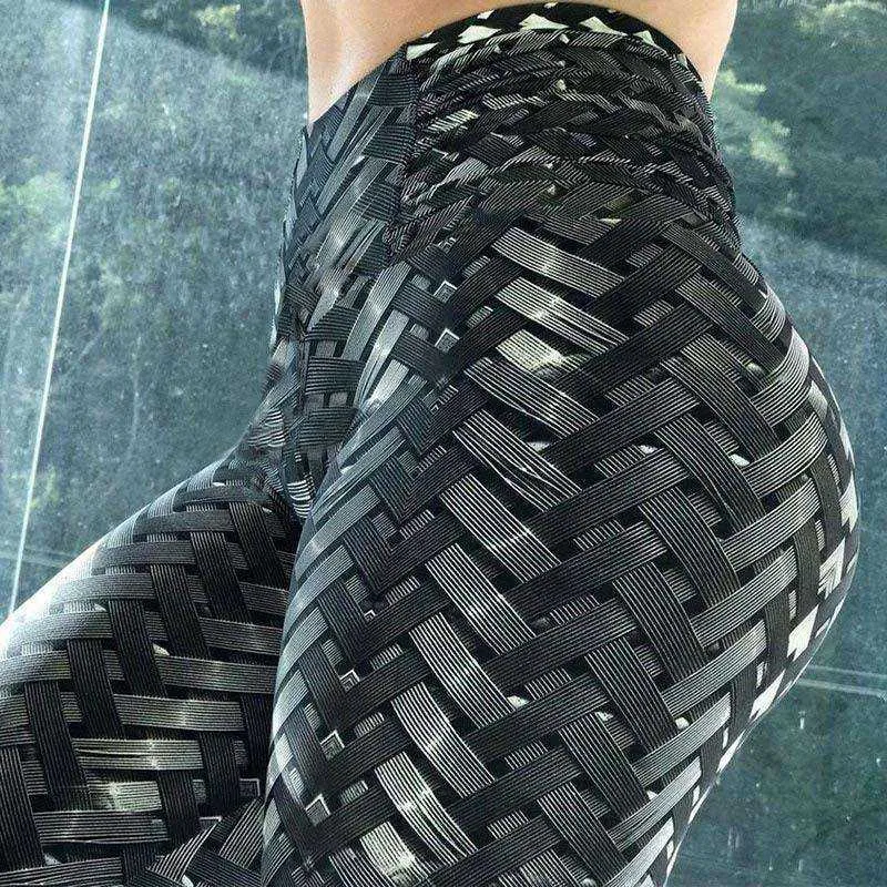 High Waist Designer Crochet Knit Print Push Up Leggings